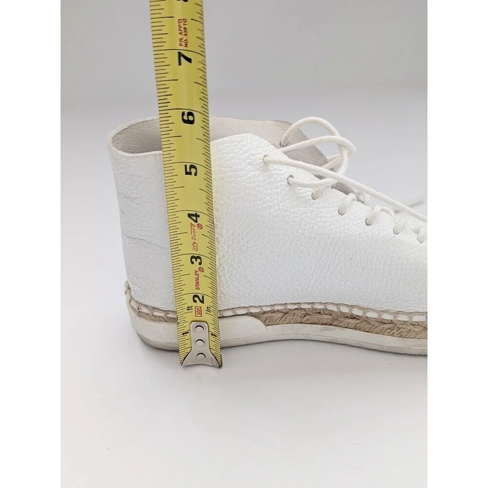 Miista Women's (Sz 36) White Leather Lace-Up Peep-Toe Espadrilles/Shoes/Sandals
